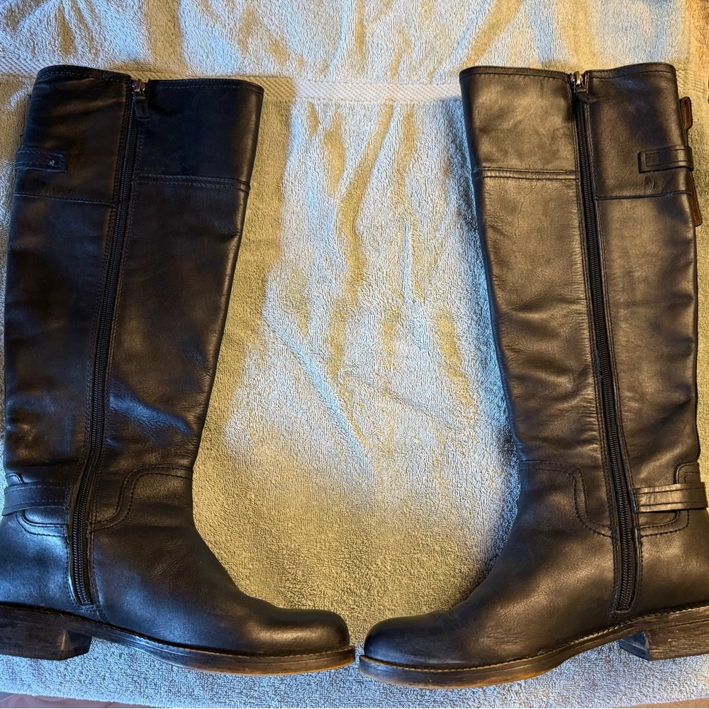 Franco Sarto Black Knee-High Leather Riding Boots